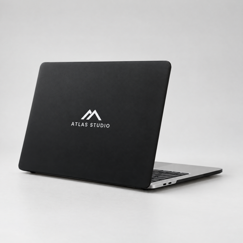 BackBrand Hardcase mit weißem Logo auf schwarzem Hintergrund (Darstellung)